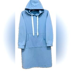 Light blue hooded sweatshirt dress